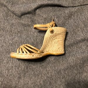 Tan Woven wedge heel